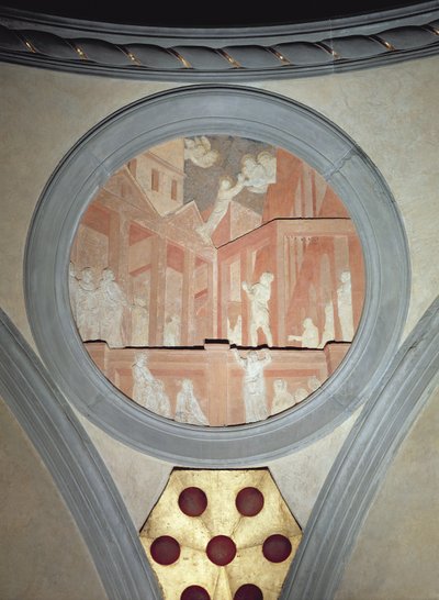 La Ascensión de San Juan, medallón de pechina de Donatello